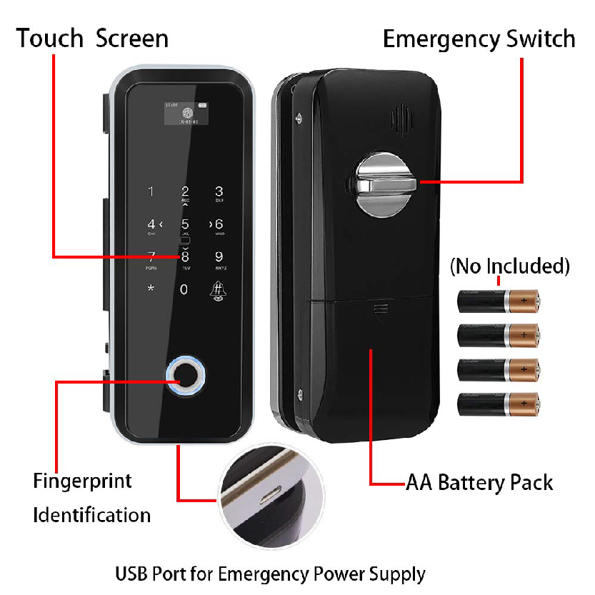 Tuya  Smart Finger Print Lock for Glass Door A6_CODE: GLA6