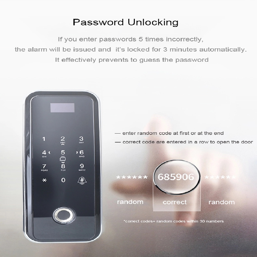 Tuya  Smart Finger Print Lock for Glass Door A6_CODE: GLA6
