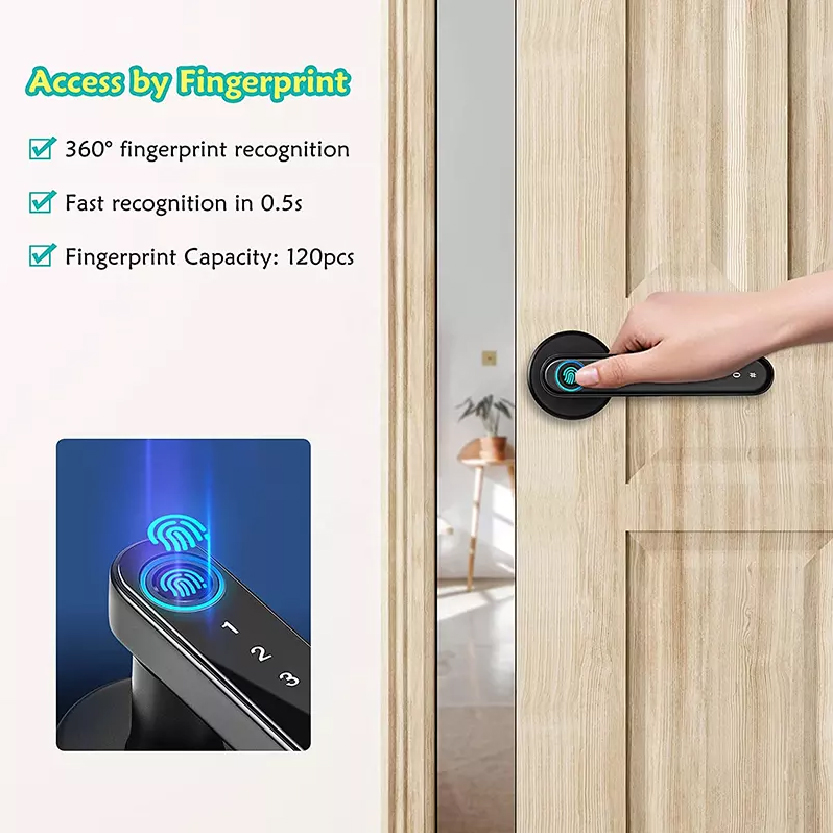 Smart Finger Print Deadbolt Door Handle Lock Best for Home and Hotel h3_code: DLH3