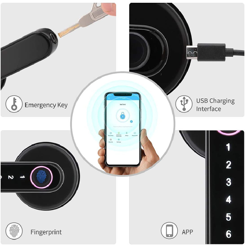 Smart  Finger Print Deadbolt Door Handle Lock Best for Home and Hotel H5