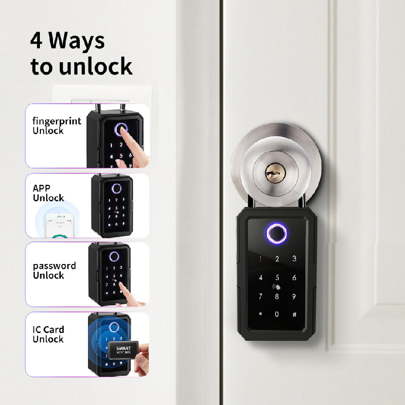 Smart Key Lock Box, Wireless Smart Lockbox for House Key, Electronic Key Box App Digital Code Bluetooth Key_CODE: SSK