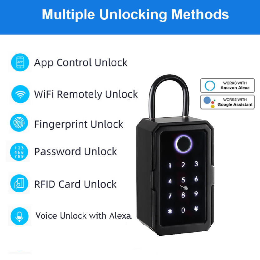 Smart Key Lock Box, Wireless Smart Lockbox for House Key, Electronic Key Box App Digital Code Bluetooth Key_CODE: SSK
