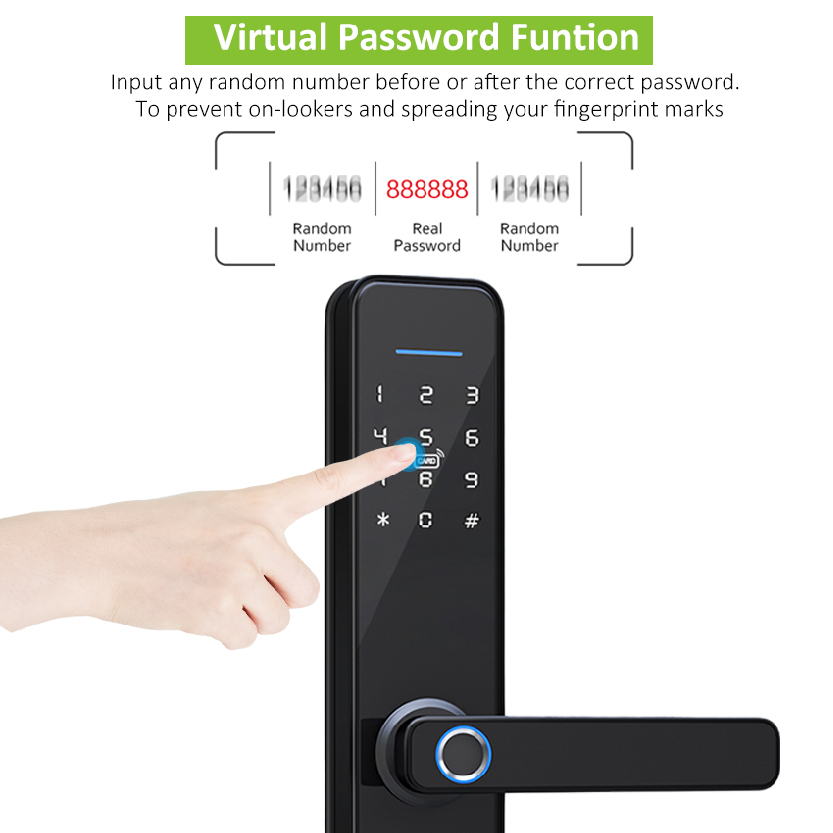 Tuya Residential Smart Finger Print Door Lock with Bell x3 titan