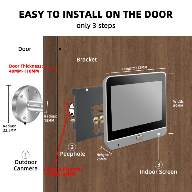 LCD ​Door Viewer Camera Smart ​Peephole Camera PD9_CODE: PD9