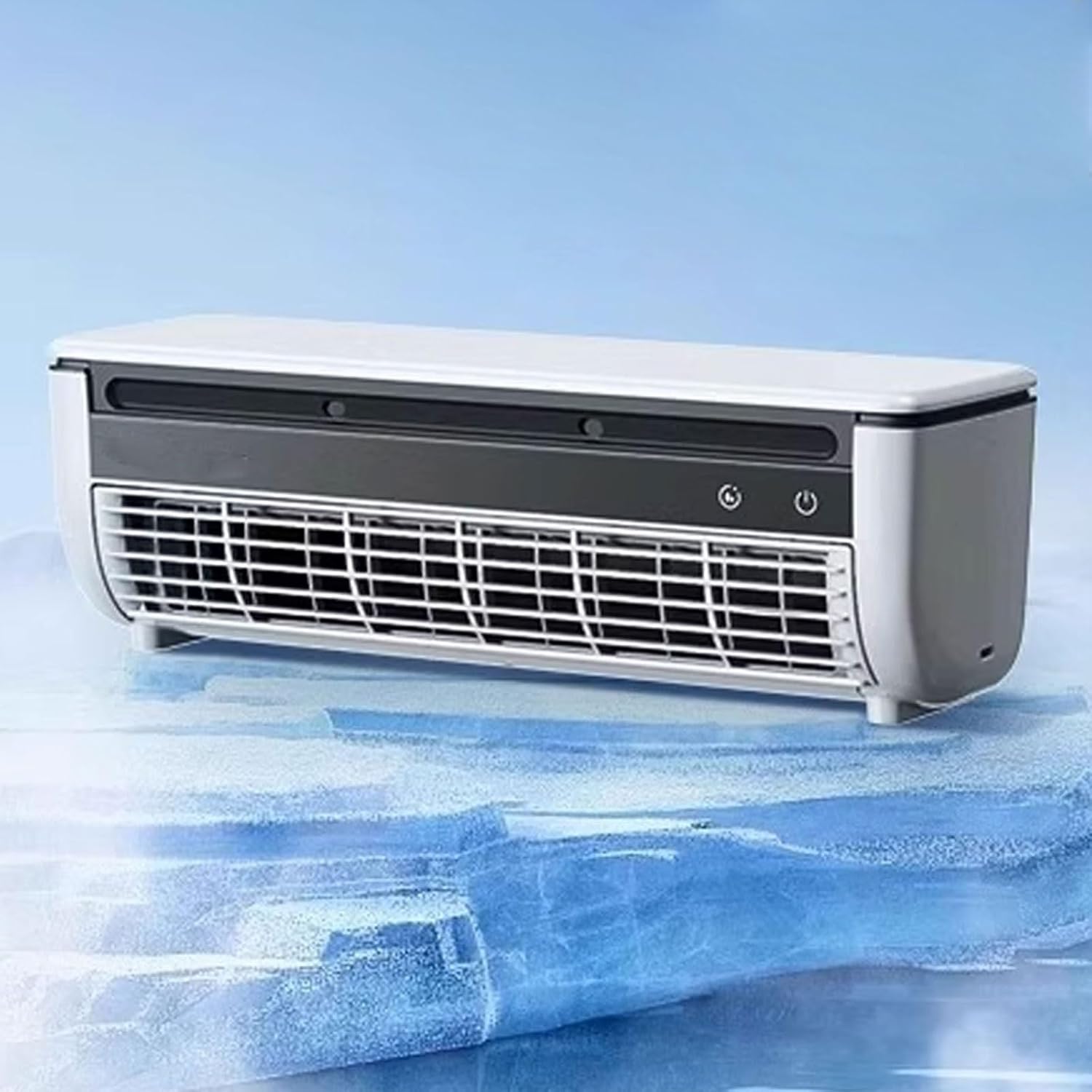 Wall Air Cooler Fan no Window Quiet Portable Desk Fan Rechargeable and Plug-in 3 Wind Speeds no Need to Install and Punch Holes with Remote Control(White) Code: A20