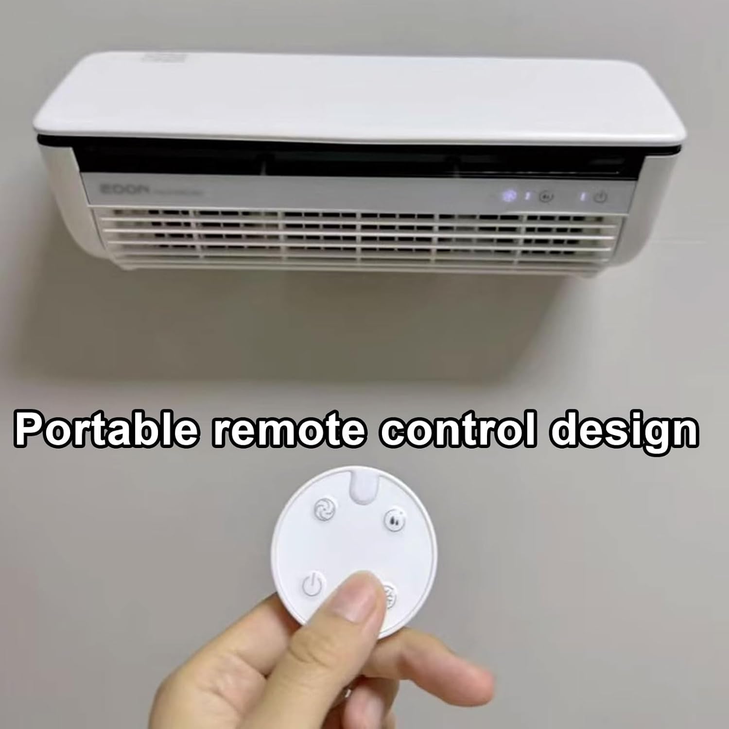 Wall Air Cooler Fan no Window Quiet Portable Desk Fan Rechargeable and Plug-in 3 Wind Speeds no Need to Install and Punch Holes with Remote Control(White) Code: A20