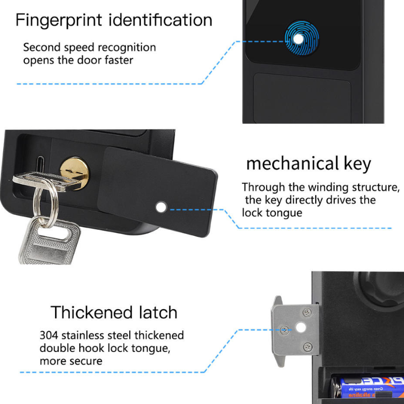 Unlock Methods: Fingerprint | Card | Password | Mechanical Key | Tuya Wi-Fi App Code- GK18
