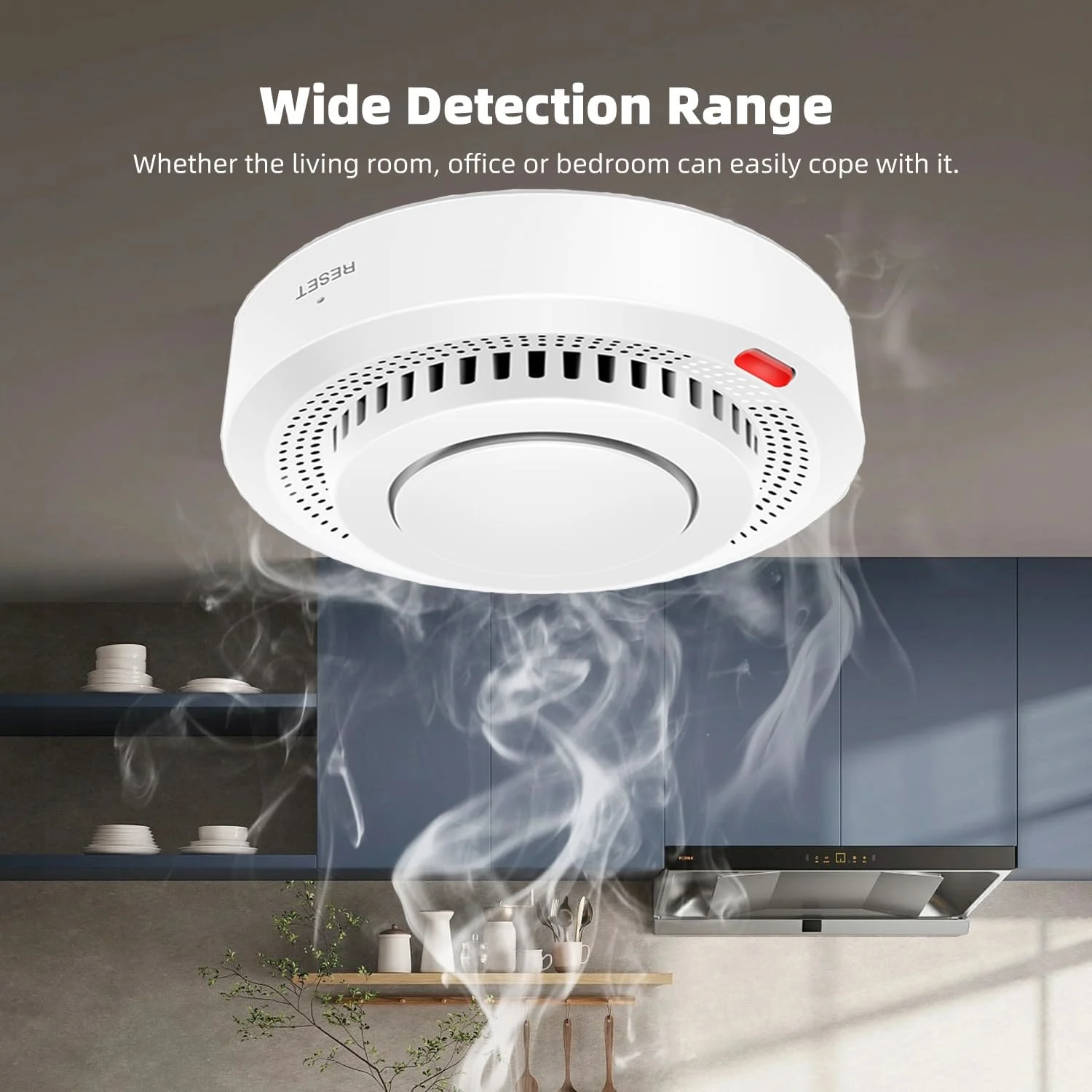 Smart Smoke Detector Fire Alarm: WiFi Smoke Detector with App Notifications, Wireless Smoke Alarm with Photoelectric Sensor for Home, Tuya App Remote Control_Code: 2S
