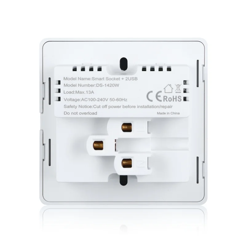 wifi 10A Glass Panel 5 Pin Touch Socket with 2 usb port_code- SSTB