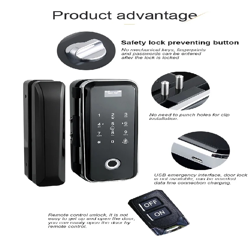 Tuya  Smart Finger Print Lock for Glass Door A6_CODE: GLA6