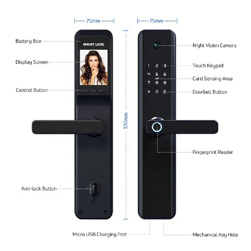Smart Wifi Tuya Door lock Cats eye M1 Pro_CODE: DLM1