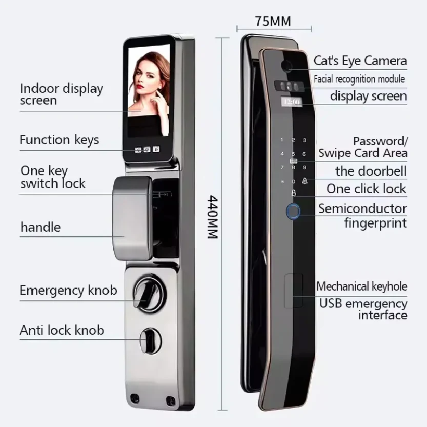 Smart Door Lock with 3D Face Recognition Q7_code; DLQ7