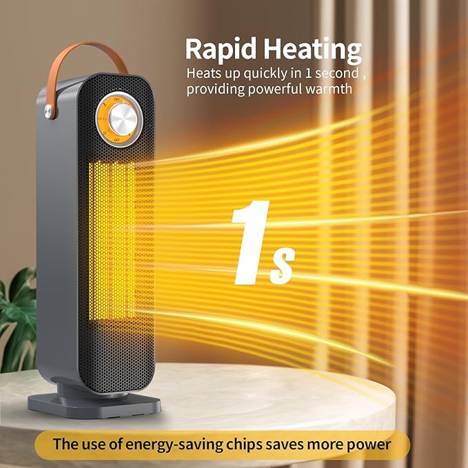 Home Space Heater,  1500W Portable Electric TPC Ceramic Heater for Bedroom, Overheating & Protection, Energy Efficient Electric Heater for Indoor, Office, Living Room, Garage, Fast Safety Hea