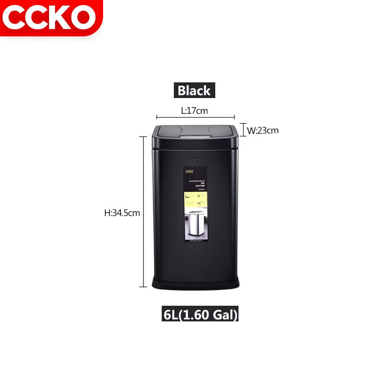 CCKO  6 Liter Induction Electric Garbage Can Touchless Rubbish Bin Automatic Waste Bin Sensor Dustbin Smart Trash Can_Code: 202
