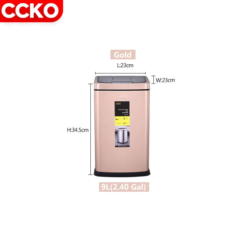 CCKO  9 Liter Induction Electric Garbage Can Touchless Rubbish Bin Automatic Waste Bin Sensor Dustbin Smart Trash Can_Code: 203