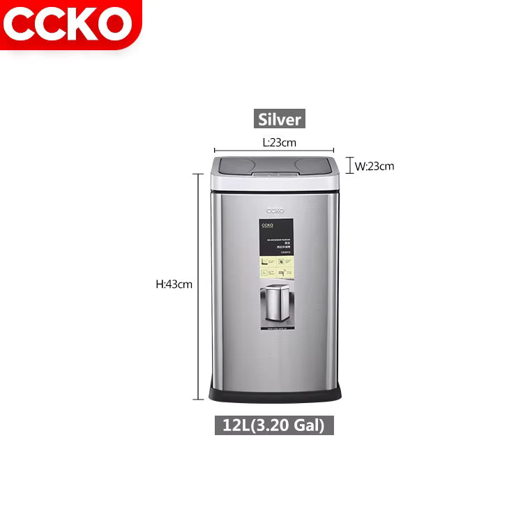 CCKO  12 Liter Induction Electric Garbage Can Touchless Rubbish Bin Automatic Waste Bin Sensor Dustbin Smart Trash Can_Code: 205