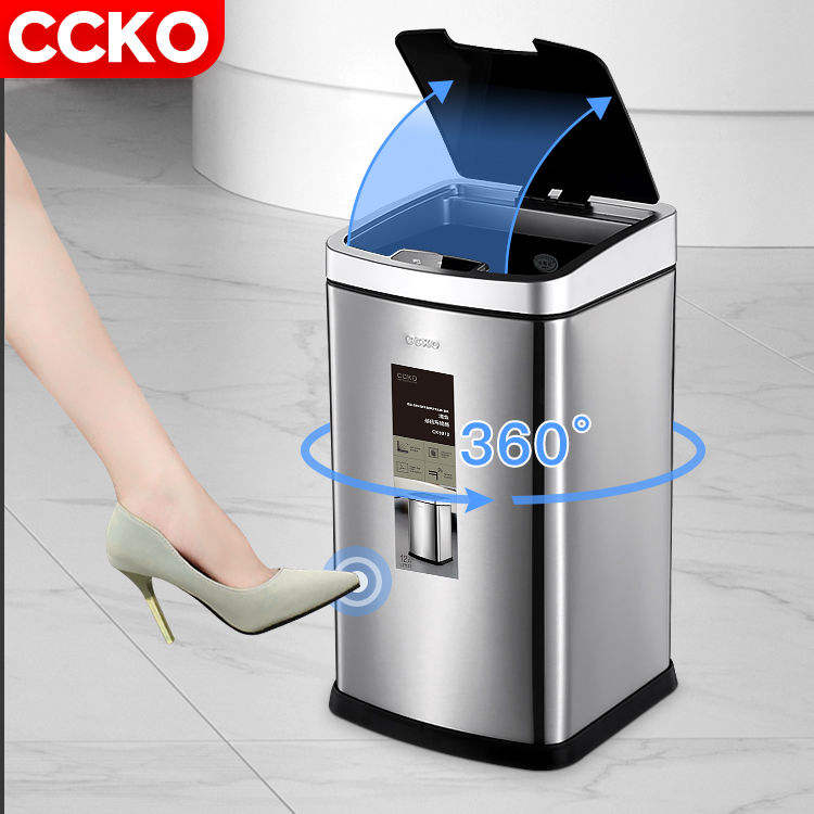 CCKO  12 Liter Induction Electric Garbage Can Touchless Rubbish Bin Automatic Waste Bin Sensor Dustbin Smart Trash Can_Code: Bin12L