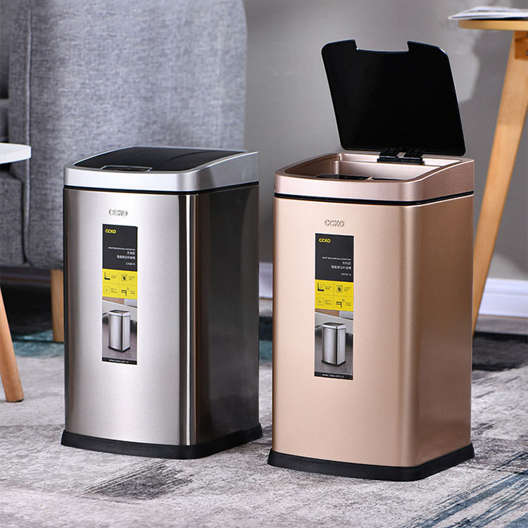 CCKO  12 Liter Induction Electric Garbage Can Touchless Rubbish Bin Automatic Waste Bin Sensor Dustbin Smart Trash Can_Code: Bin12L