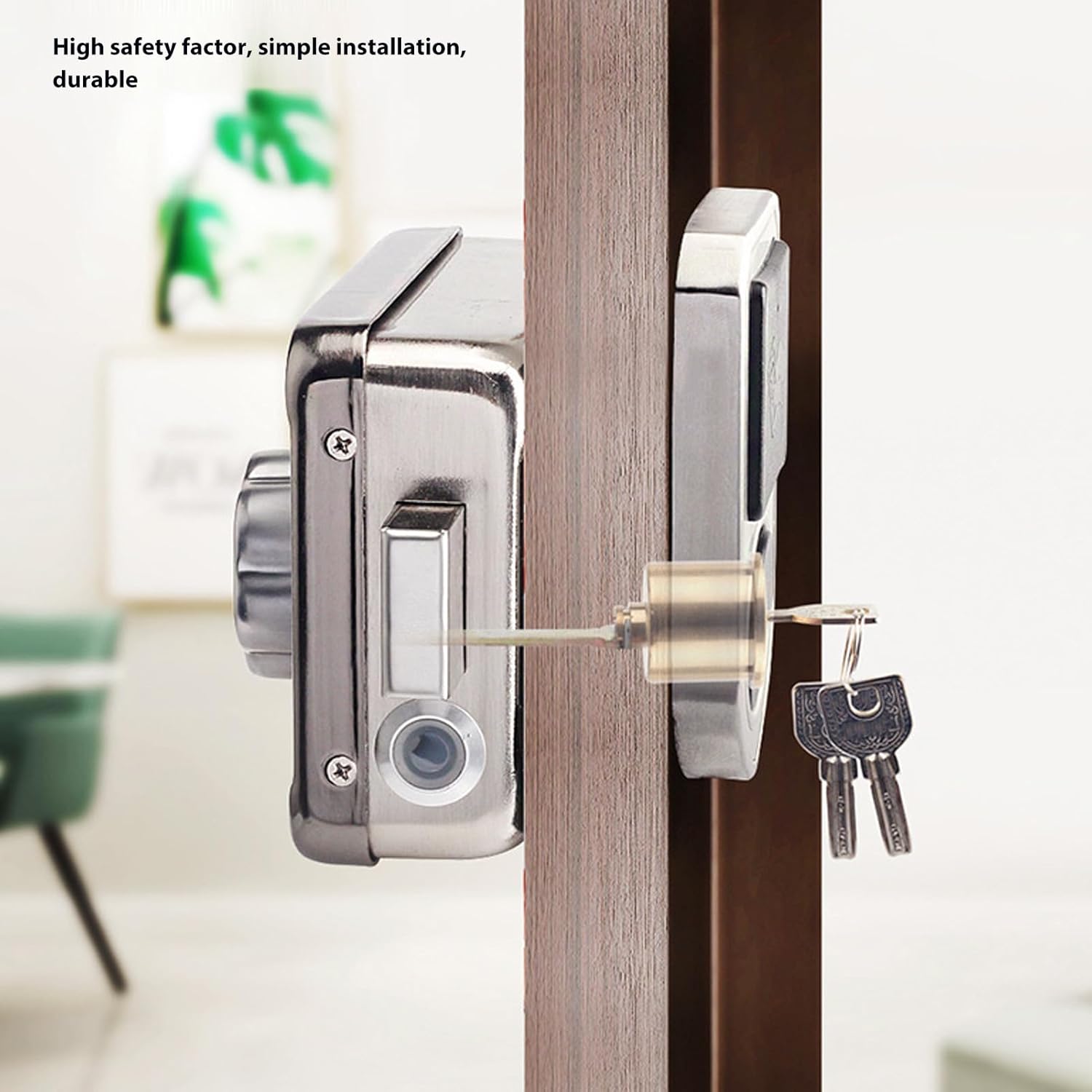 Remote Control Door Lock, High Security Stainless Steel Electronic Deadbolt Door Lock with Anti-Theft for Residential Area