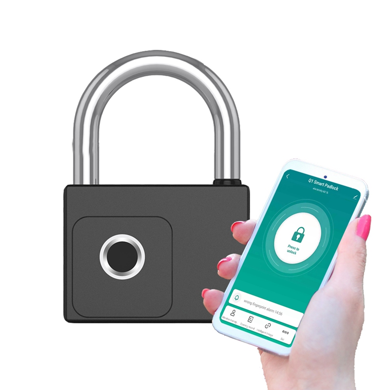 Smart Fingerprint Printing Padlock IP65  IP65 Waterproof Tuya Bluetooth USB Rechargeable Key Unlock