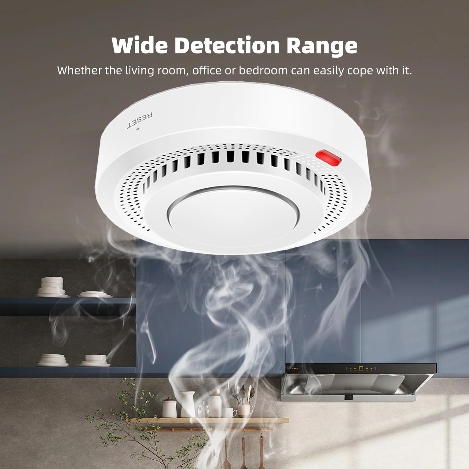 Smart Smoke Detector Fire Alarm: WiFi Smoke Detector with App Notifications, Wireless Smoke Alarm with Photoelectric Sensor for Home, Tuya App Remote Control