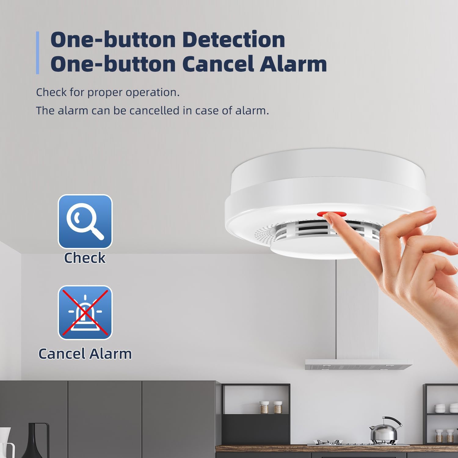 Smart Smoke Detector Fire Alarm: WiFi Smoke Detector with App Notifications, Wireless Smoke Alarm with Photoelectric Sensor for Home, Tuya App Remote Control