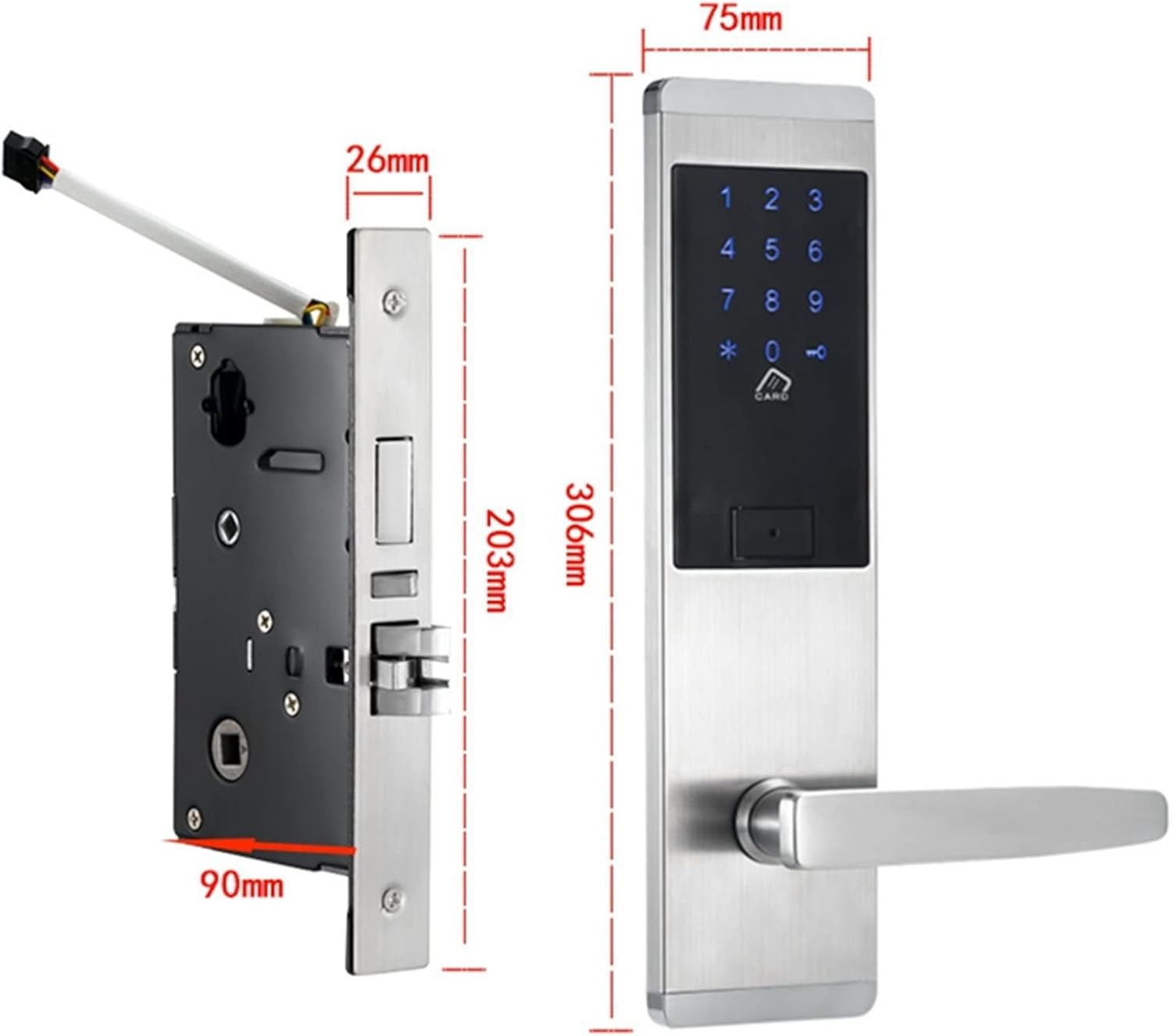 Hotel Security Electronic Key Card RFID Smart Door Lock APP Control Security Alarm Door Lock_Code: HDL