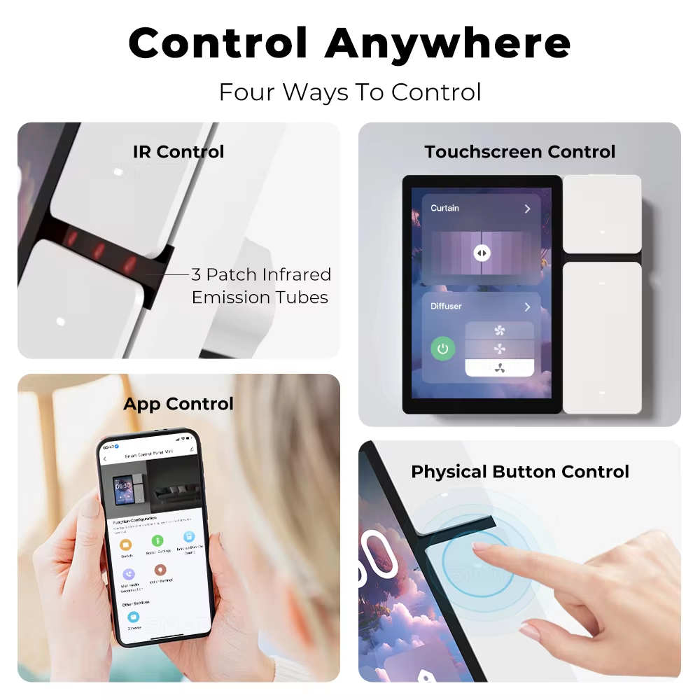 Smart Home Control Panel with Tuya Zigbee 3 Gang Wall Switches and LCD Screen  3.5inch