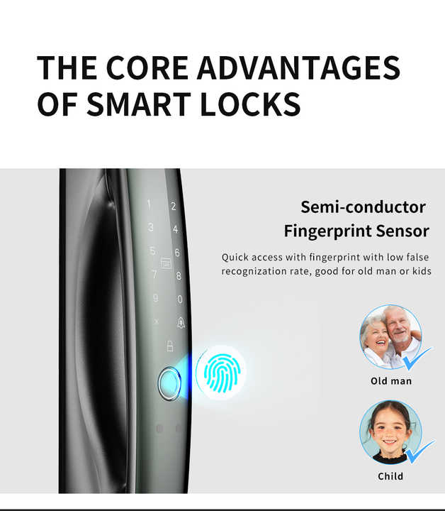 smart digital 3D face recognition smart door lock with camera lock MJ6