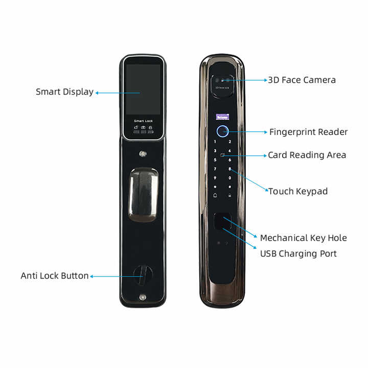 smart digital 3D face recognition smart door lock with camera lock MJ6