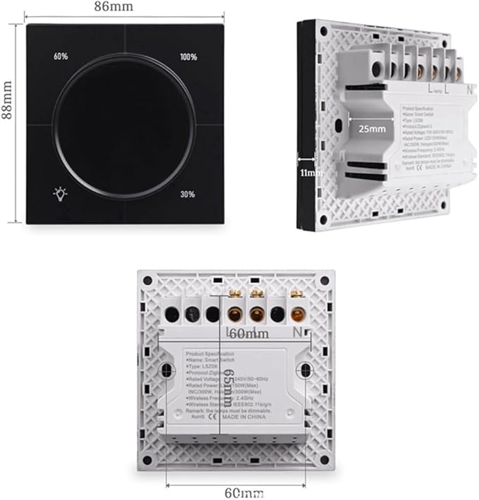 Digital LCD 1 Light Smart Dimmer Switch Infinite Knob Dimmer Regulator
