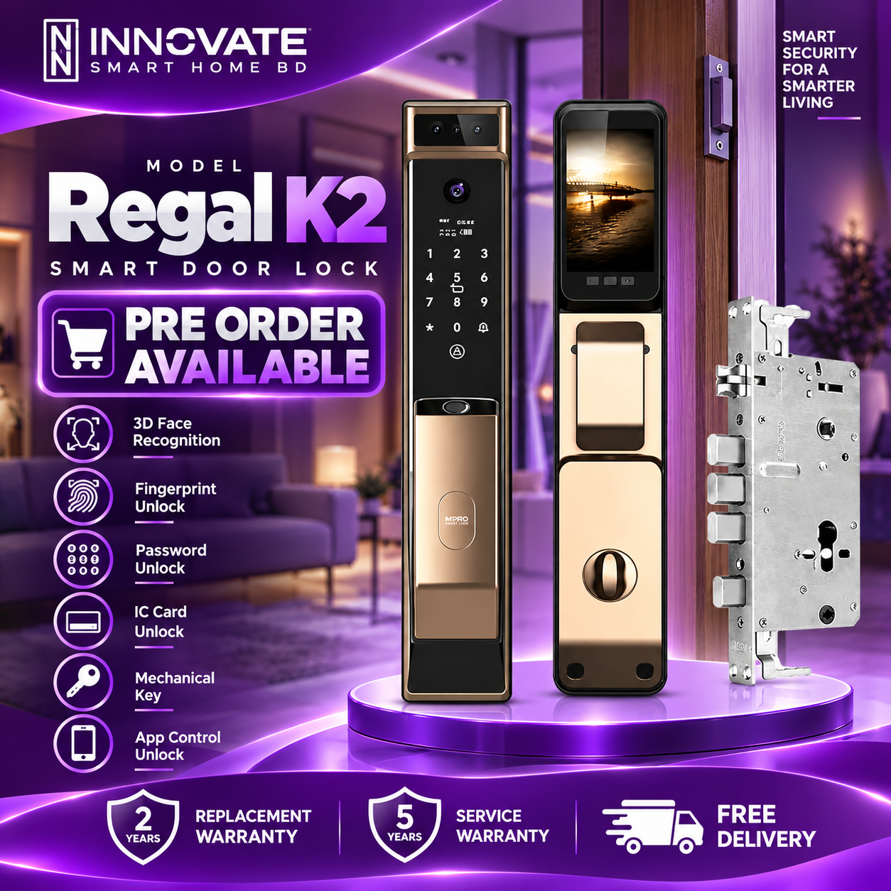 Smart Door Lock – Regal K2Pro Fingerprint & Keyless Entry Lock  Code Regal K2 starter