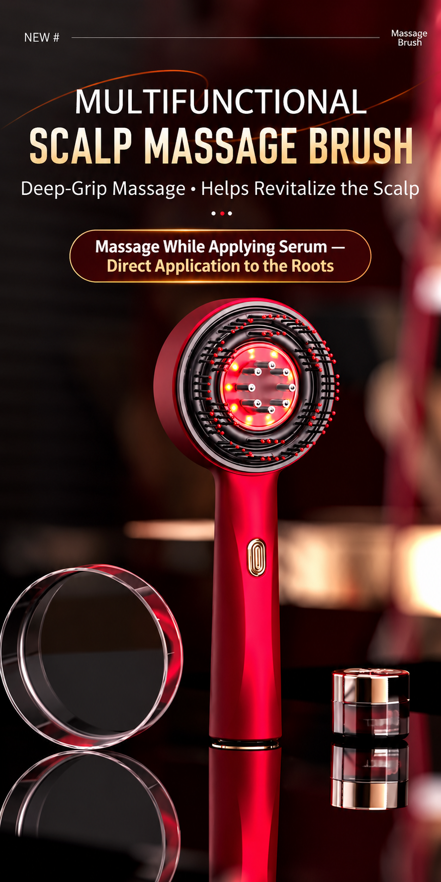 Electric Red Light Scalp Massage Comb with Liquid Applicator