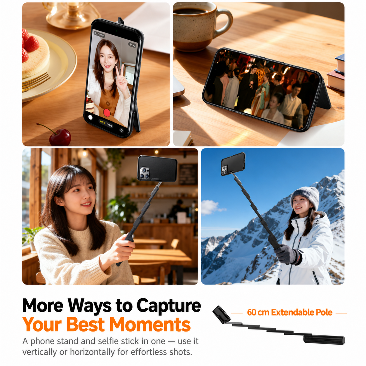 Yoovei 3-in-1 Selfie Stand Phone Case for iPhone INNK1