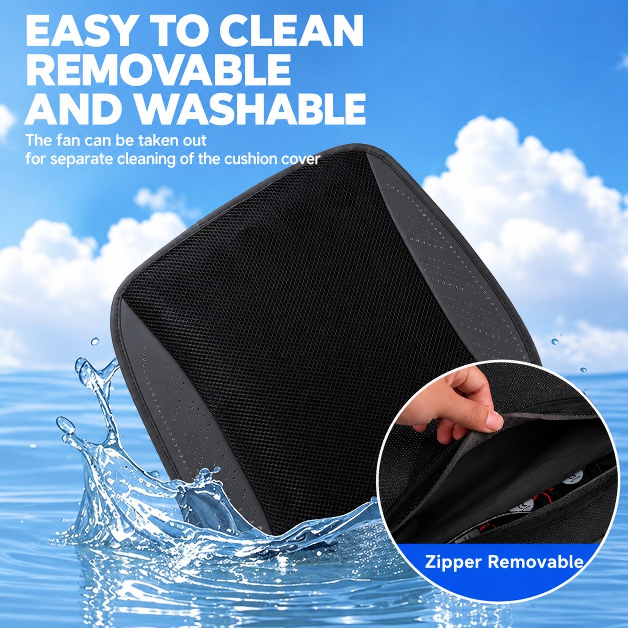 JOYCS Ice Silk Car Seat Cooling Cushion with 5/8 Fans