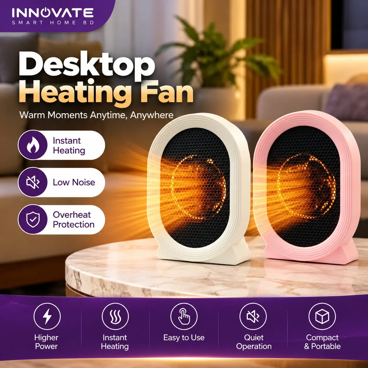 INNOVATE Table Heating Fan – Compact Comfort for Winter