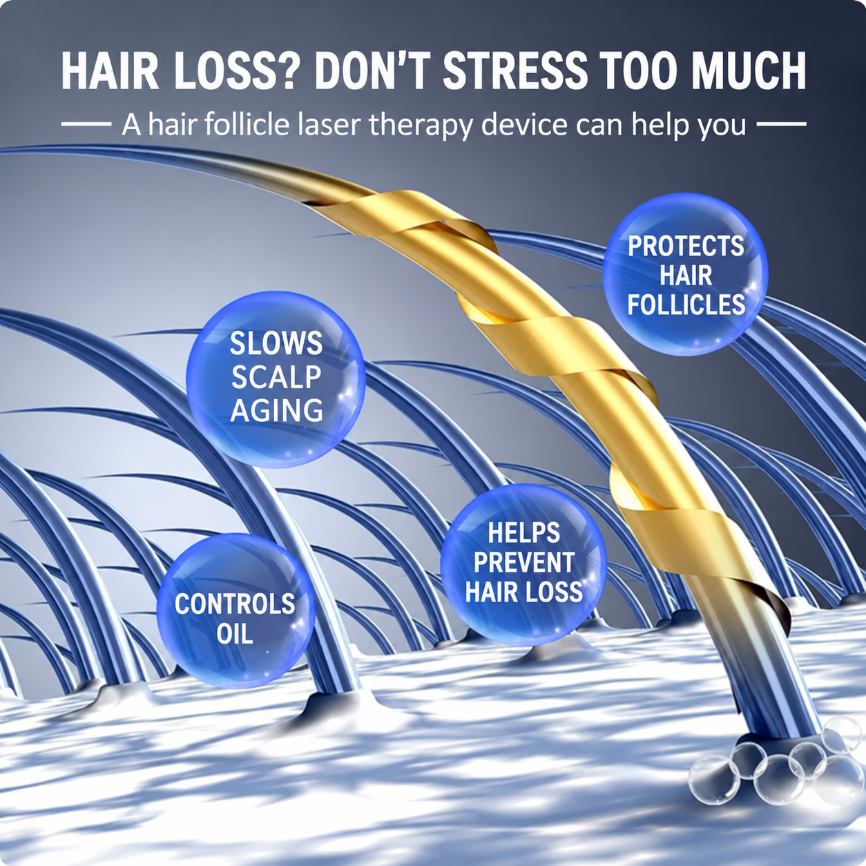 Intelligent Laser Hair Growth Cap with Red & Blue Light Therapy, Infrared Technology & Vibration Massage