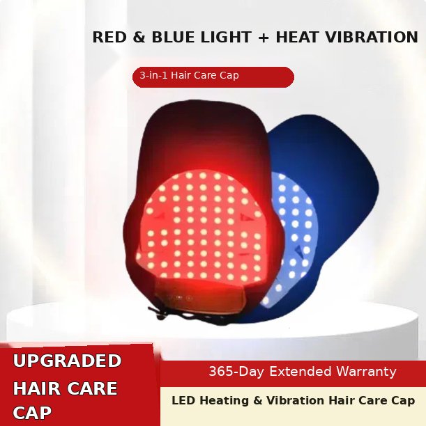 Intelligent Laser Hair Growth Cap with Red & Blue Light Therapy, Infrared Technology & Vibration Massage