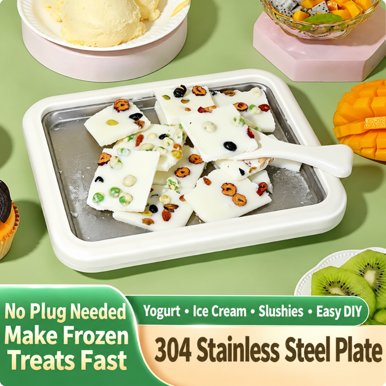 INNOVATE 304 Stainless Steel No-Electricity Rolled Ice Cream Maker