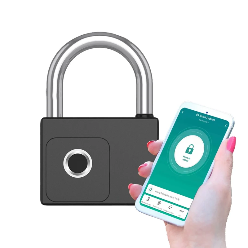 Smart Fingerprint Printing Padlock IP65  IP65 Waterproof Tuya Bluetooth USB Rechargeable Key Unlock_CODE: IBPL
