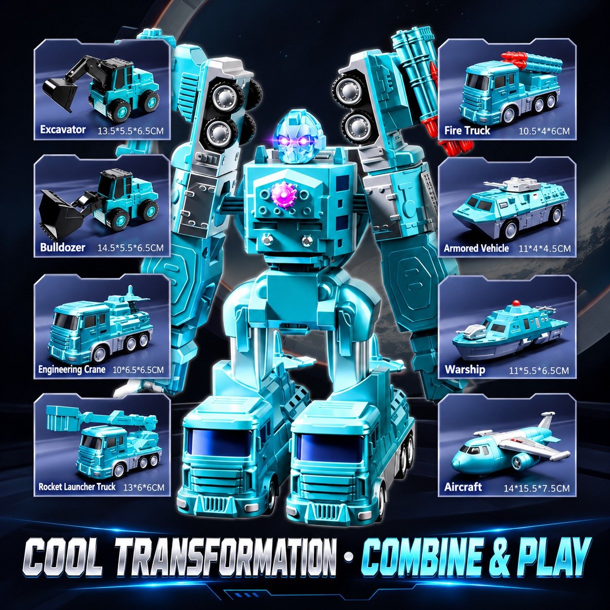 Magnetic Transforming Toy Car 27-Piece Set – Educational Robot Building Toy for Kids