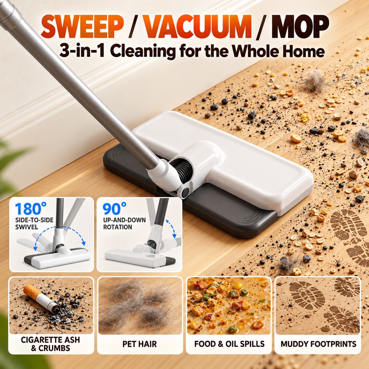 KONKA High-Power Vacuum Cleaner 15000Pa Suction | 40000 RPM Motor | 5-Layer Filtration | Multi-Angle Cleaning
