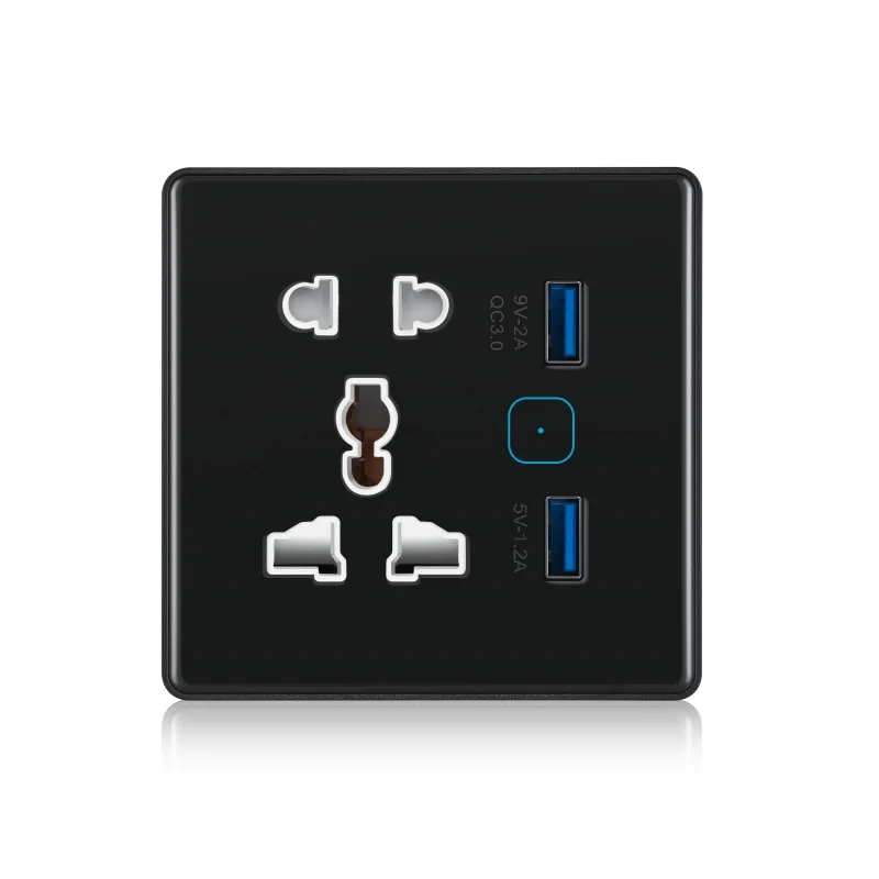 wifi 10A Glass Panel 5 Pin Touch Socket with 2 usb port_code- SSTB