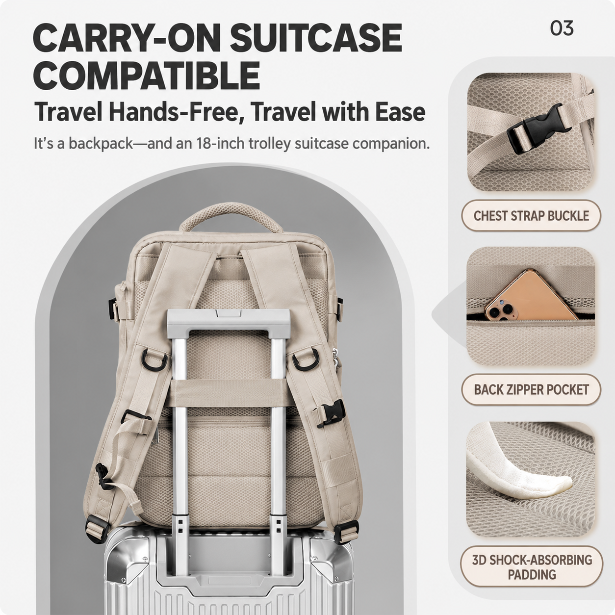 Miu 17-Inch Laptop Travel Backpack with USB Charging Port