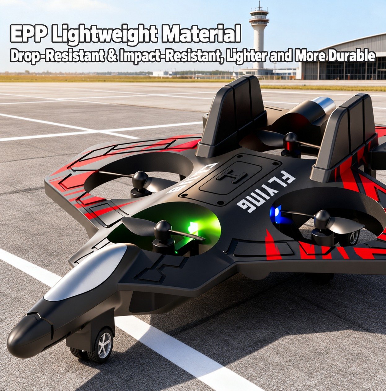RC Flying Aircraft Drone with 4 Ducted Fans – Black & Blue Edition