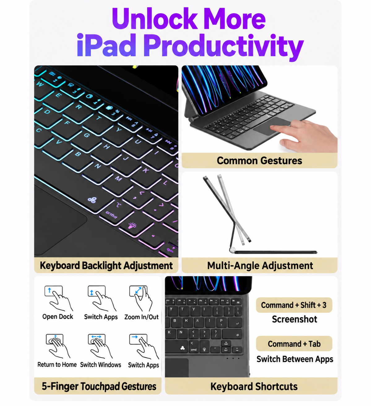 iPad Air 4/5 Magic Keyboard with Protective Case – 10.9-Inch / 11-Inch Magnetic Keyboard Cover