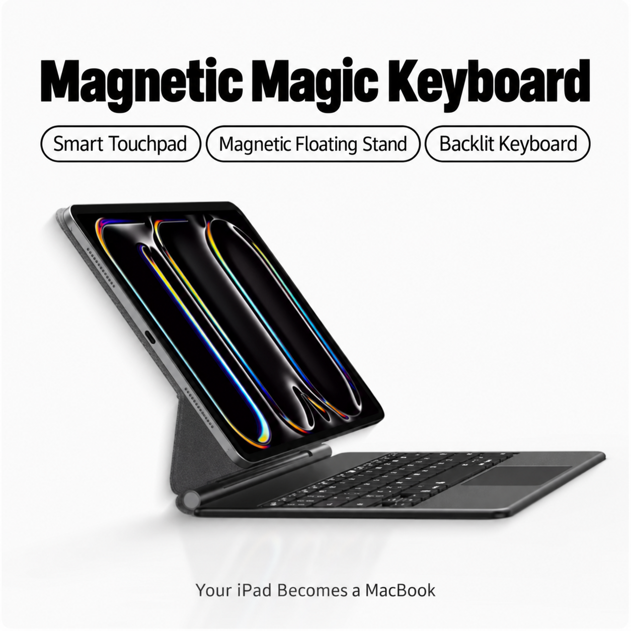 iPad Air 4/5 Magic Keyboard with Protective Case – 10.9-Inch / 11-Inch Magnetic Keyboard Cover