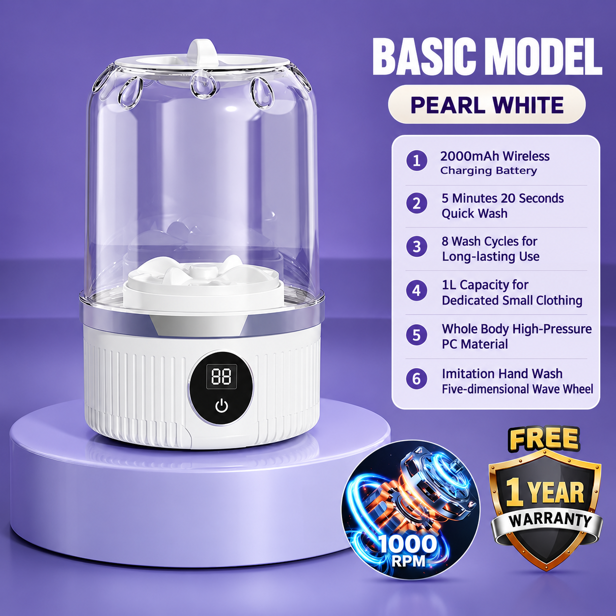 Portable Mini Washing Machine for Underwear & Socks – Cordless Automatic Washing Cup