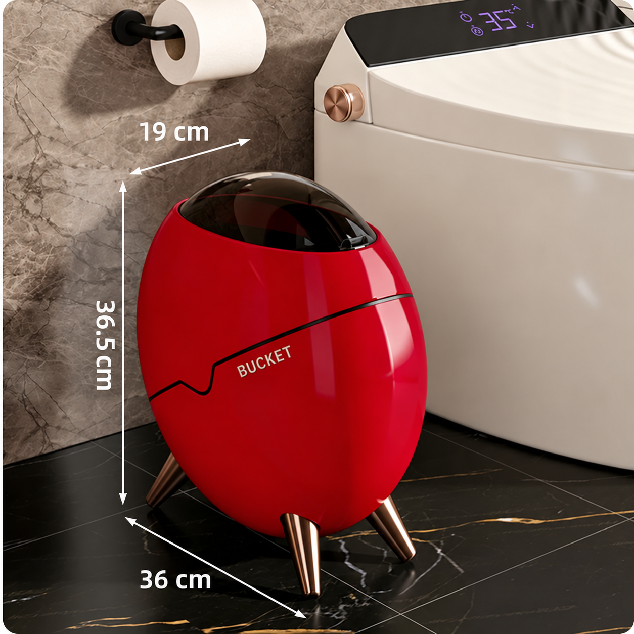 Luxury Egg-Shaped Space Capsule Trash Can – Large Capacity Modern Waste Bin for Living Room, Bedroom & Bathroom