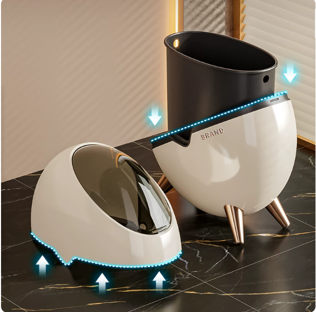 Luxury Egg-Shaped Space Capsule Trash Can – Large Capacity Modern Waste Bin for Living Room, Bedroom & Bathroom